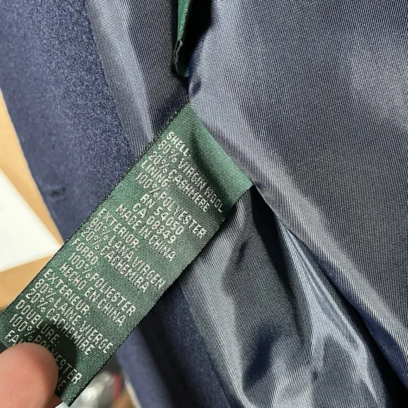 Lauren Ralph Lauren Trech Coat Womens Petite Medium Blue Wool Cashmere Blend - Picture 8 of 10